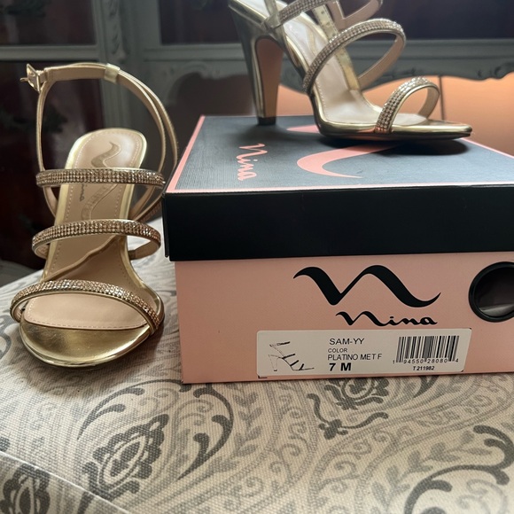 Nina Sami Gold Rhinestone Sandals - Picture 4 of 9